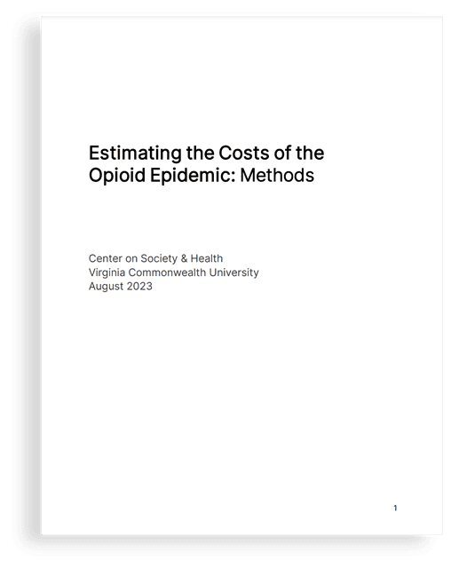 Cover page of the Estimating the Costs of the Opioid Epidemic Report